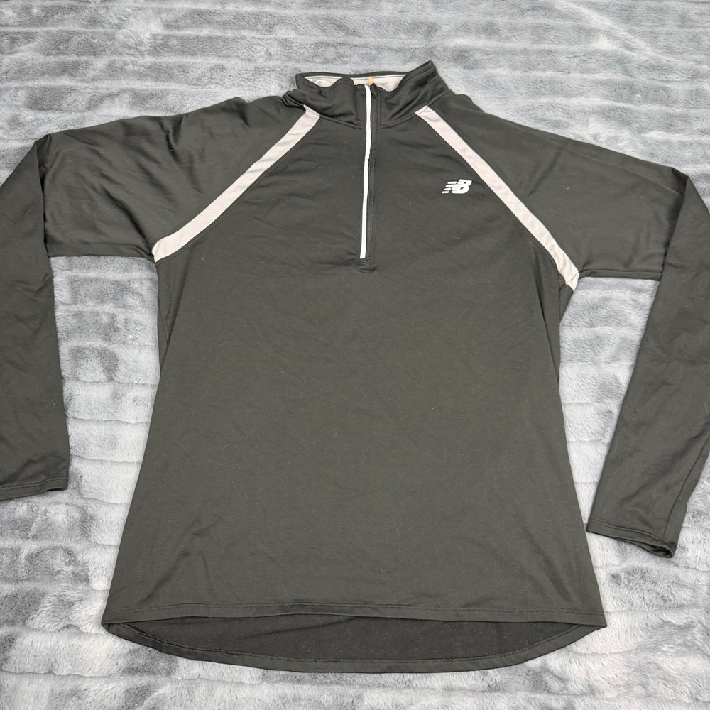 New Balance Mens NB Dry Quarter Zip Pullover Gray Long Sleeve Athletic Top L